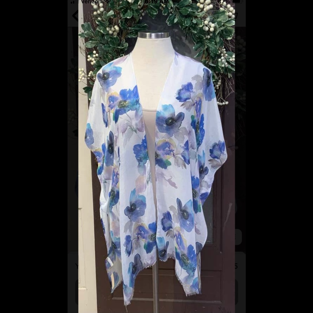 One size kimono lavender blue water color